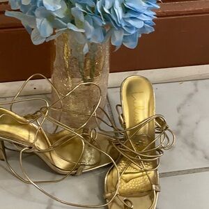Elegant Gold Strappy High Heels